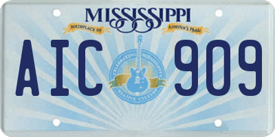 MS license plate AIC909