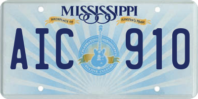 MS license plate AIC910