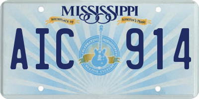 MS license plate AIC914