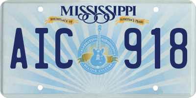 MS license plate AIC918