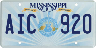 MS license plate AIC920