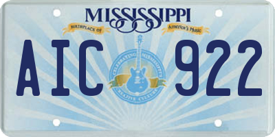 MS license plate AIC922
