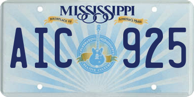 MS license plate AIC925