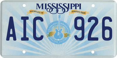 MS license plate AIC926