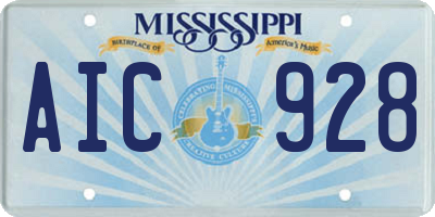 MS license plate AIC928
