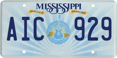 MS license plate AIC929