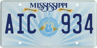 MS license plate AIC934