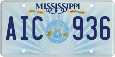 MS license plate AIC936