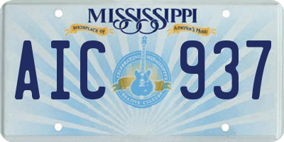 MS license plate AIC937