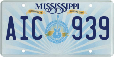 MS license plate AIC939