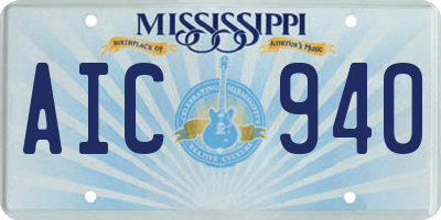 MS license plate AIC940