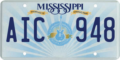 MS license plate AIC948
