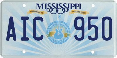 MS license plate AIC950