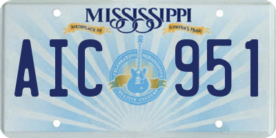 MS license plate AIC951