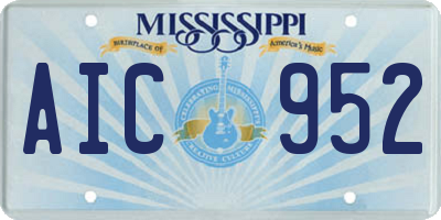 MS license plate AIC952
