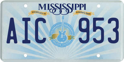 MS license plate AIC953