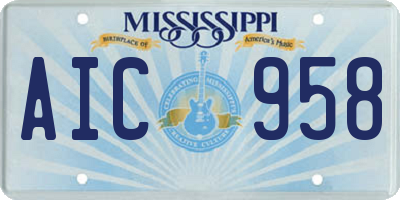 MS license plate AIC958