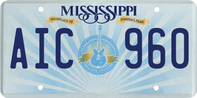 MS license plate AIC960