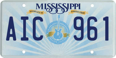 MS license plate AIC961