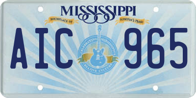 MS license plate AIC965