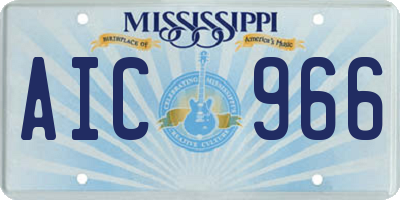 MS license plate AIC966