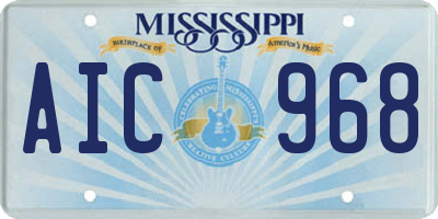 MS license plate AIC968