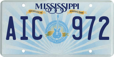 MS license plate AIC972