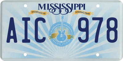 MS license plate AIC978
