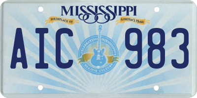 MS license plate AIC983