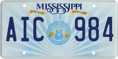 MS license plate AIC984