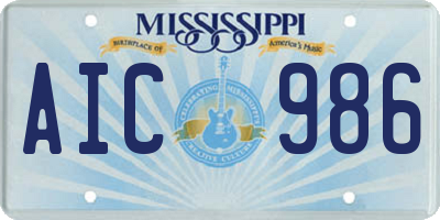 MS license plate AIC986