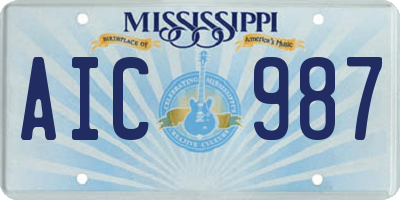 MS license plate AIC987