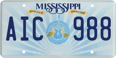 MS license plate AIC988