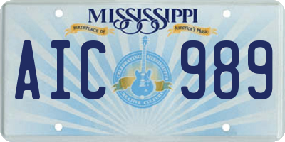 MS license plate AIC989