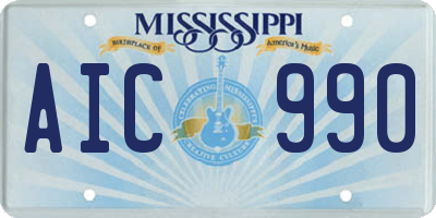 MS license plate AIC990