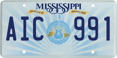 MS license plate AIC991