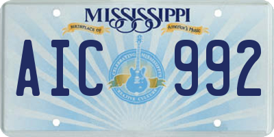 MS license plate AIC992