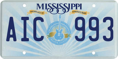 MS license plate AIC993