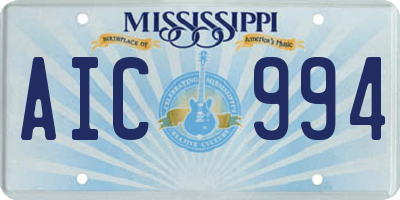 MS license plate AIC994