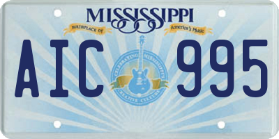 MS license plate AIC995