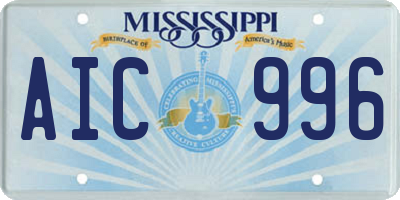 MS license plate AIC996