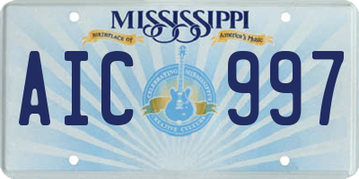 MS license plate AIC997