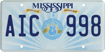 MS license plate AIC998