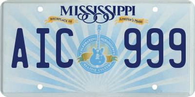 MS license plate AIC999