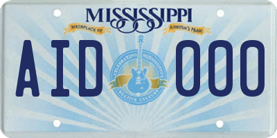 MS license plate AID000