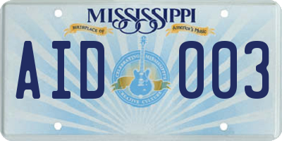 MS license plate AID003