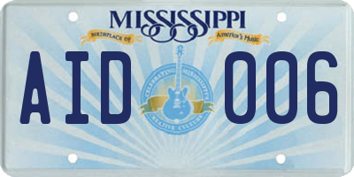 MS license plate AID006