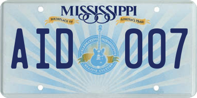 MS license plate AID007