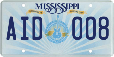 MS license plate AID008