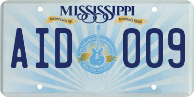 MS license plate AID009
